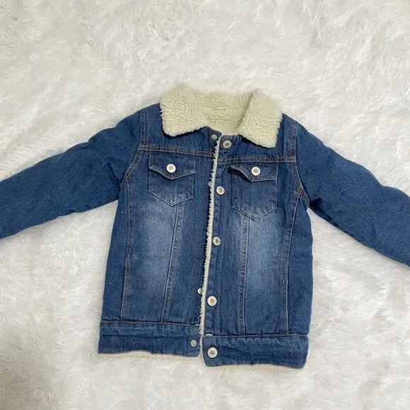 Unisex Kids BetterIn Denim Sherpa Jacket in Dark Denim Size Extra Extra Large - Picture 7 of 9